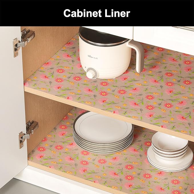 Cooyes Shelf Liner – Premium Non-Adhesive Cabinet & Drawer Liner for Kitchen – Waterproof Shelf Paper with Modern Pattern – Durable EVA Cabinet Mat – Easy to Cut （12" W x 360" L）