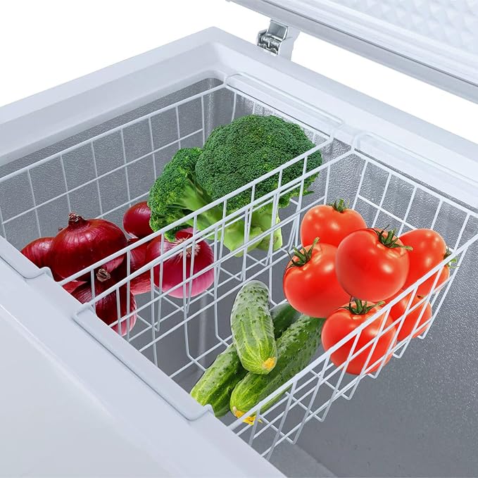 Homics Chest Freezer Baskets 16.5 Inch, Chest Freezer Organizer Bins Metal Wire Storage Baskets with Hanging Handles for Deep Freezer, Set of 2