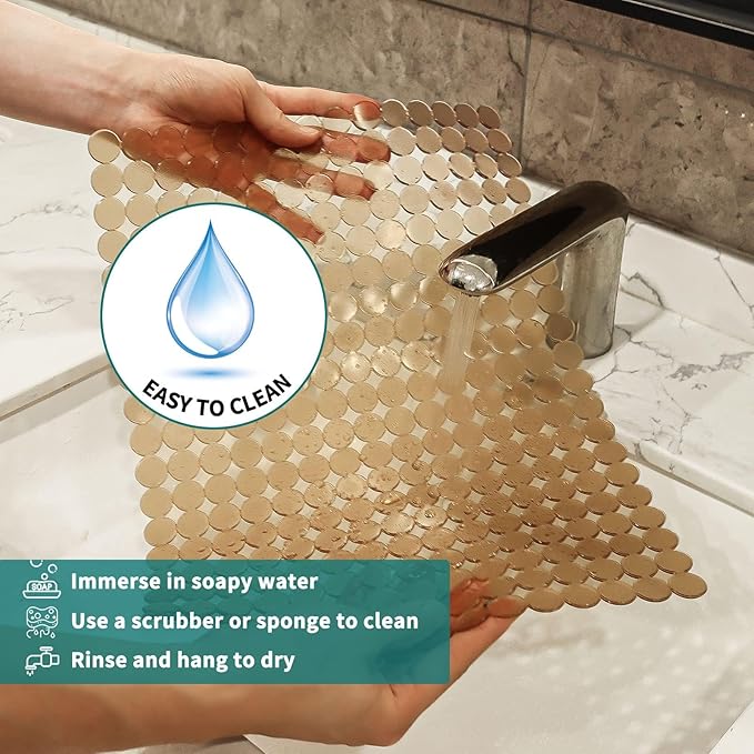 Kitchen Sink Mat for Stainless Steel/Ceramic Sinks,2 Pack Dish Sink Mats for Kitchen Sink with Scissors, Fast Draining,Easy to Clean,DIY Cut,15.7 X 11.8 Inch(Light Yellow)
