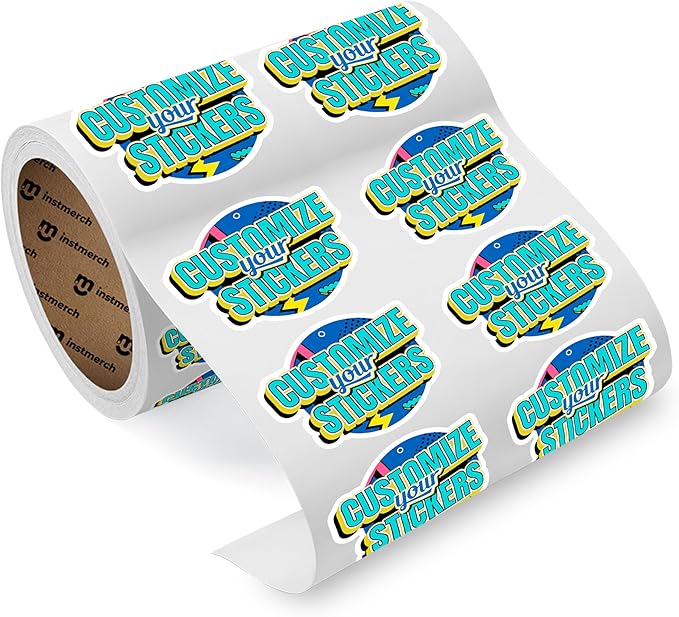 instMerch Custom Labels — Personalized Custom Stickers for Business Logo — Customized Sticker Roll Custom (Die-Cut)