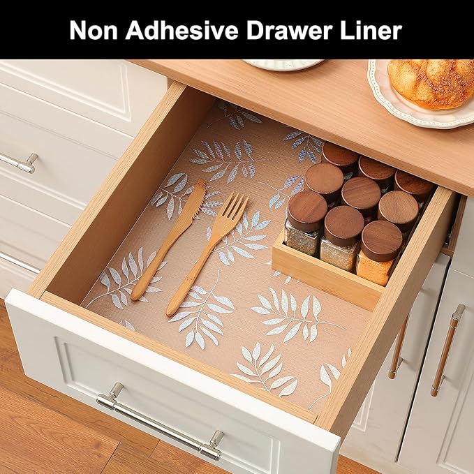 Cooyes Shelf Liner – Premium Non-Adhesive Cabinet & Drawer Liner for Kitchen – Waterproof Shelf Paper with Modern Pattern – Durable EVA Cabinet Mat – Easy to Cut （24" W x 360" L）