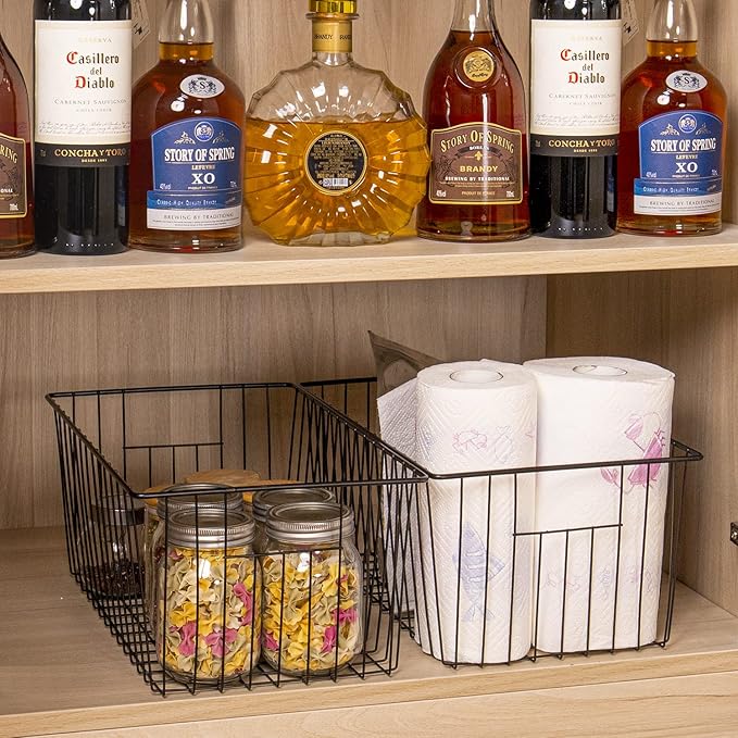 16inch Upright Freezer Organizer Baskets for 13-14,16-21 cu.ft Standup Freezer, Settle freezer chaos and reduce food waste effectively, Durable, Fully Use Space, Improve Air Circulate, Black, Pack 3