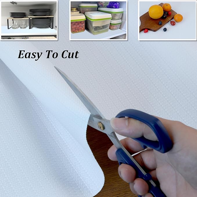 Cabinet Liners for Shelves Waterproof 12 Inch Wide X 20 Ft White Non Slip Drawer Liners Non Adhesive Washable Shelf Liners for Kitchen Bathroom Refrigerator Cupboard Pantry Closet Dresser
