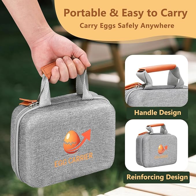 HYLCWTH 12 Slots Outdoor Egg Containers With Lid, Reusable Egg Cartons With Handle, Shockproof Storage Egg Carrier For Party Picnic Travel, Portable Holder Protection Egg Box