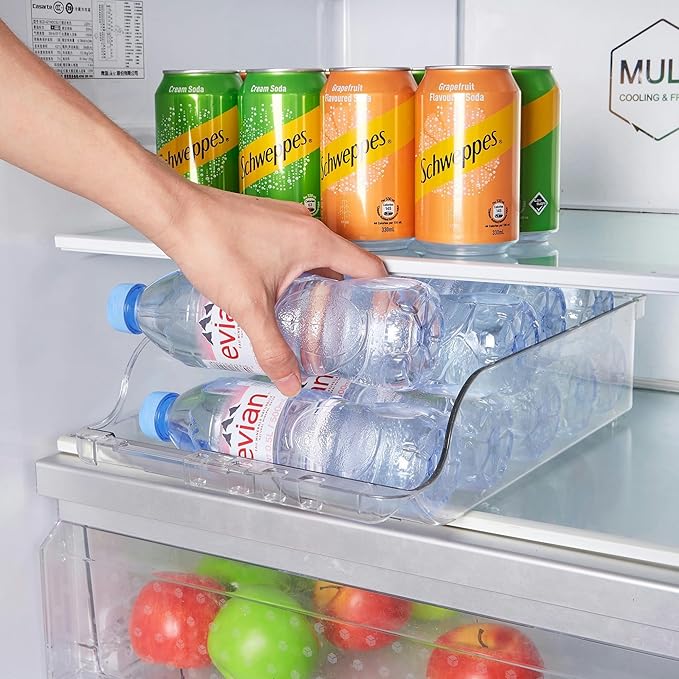 BIINONE Adjustable Soda Can Dispenser for Refrigerator –Expandable Width PET Drink Organizer, Stackable Space-Saving Fridge Organizer for Cans & Bottles – 2 Pack
