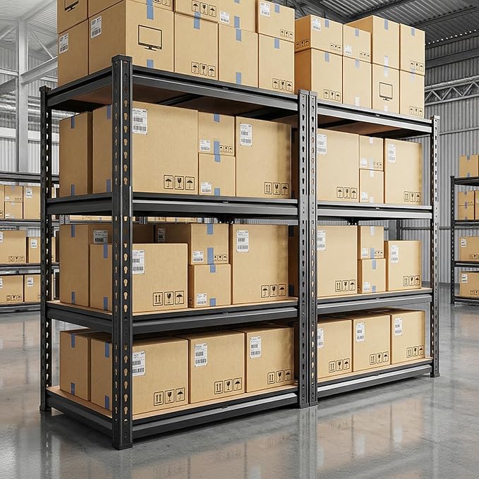 REIBII 2400LBS Storage Shelves 5 Tier Garage Shelving Heavy Duty, Adjustable Metal Shelving Unit, Garage Shelves for Basement, Warehouse, Pantry, Closet, Kitchen 72" H x 35.55" W x 16" D, Black