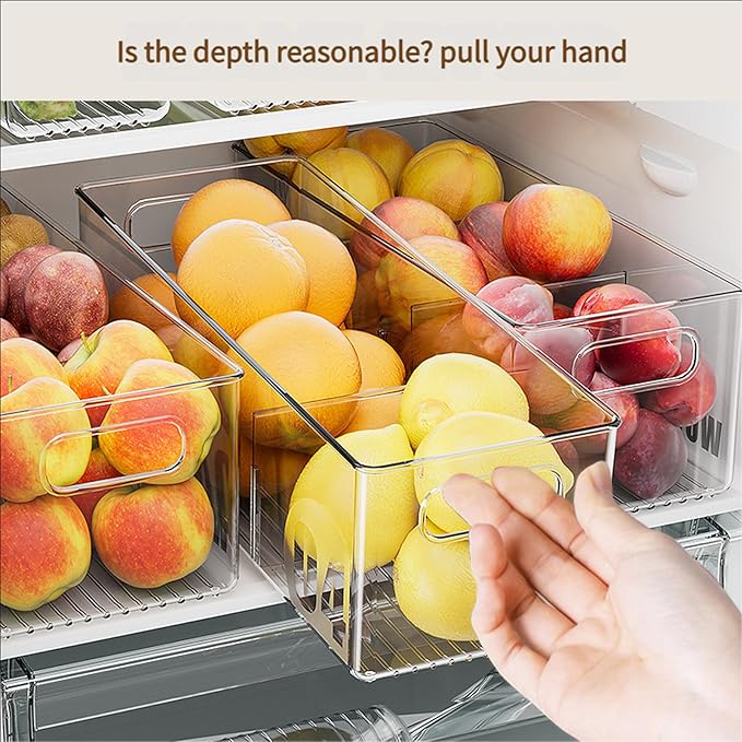 Clear View Refrigerator Organizer, Food Grade Storage Bins For Fridge & Freezer, Space Efficient Kitchen Storage Container