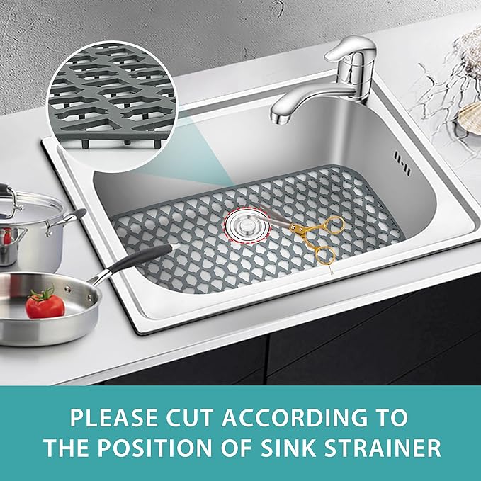SAMSIER Sink Protectors for Kitchen Sink, Kitchen Sink Accessory - Silicone Mats Grid for Stainless Steel Strainer Bottom of Farmhouse Porcelain sinks (30”x14”)