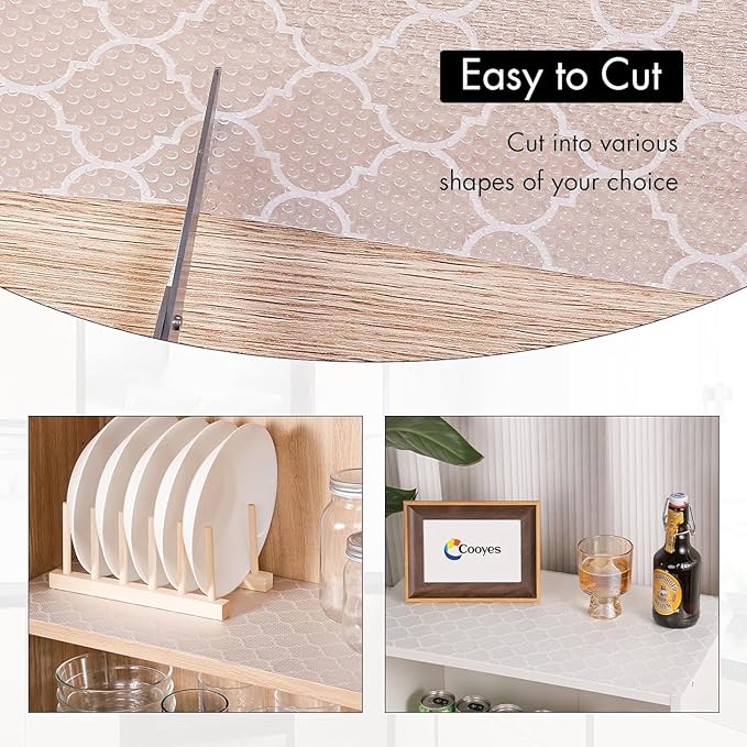 Winshall 12" W x 118" L Four-Leaf Shelf Liners and Drawer Liner for Ktichen Cabinet, Non Adhesive Non Slip Shelf Paper Waterproof Washable Thickened for Dresser Pantry Shelve Bathroom Protector Liner