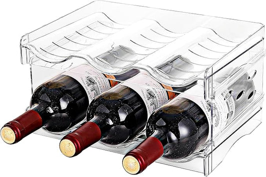 Baosia Stackable Wine Rack,Wine Bottle Holder for Inside Cabinet,for Pantry,Refrigerator,Countertop Organization-2 Tiers for 6 Bottles