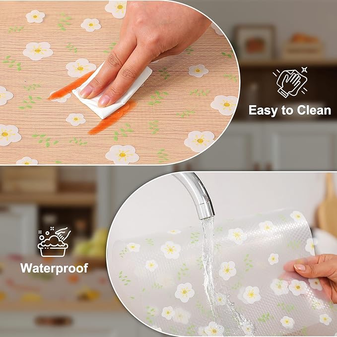 Cooyes Shelf Liner – Premium Non-Adhesive Cabinet & Drawer Liner for Kitchen – Waterproof Shelf Paper with Modern Pattern – Durable EVA Cabinet Mat – Easy to Cut （17.5" W x 78.7" L）