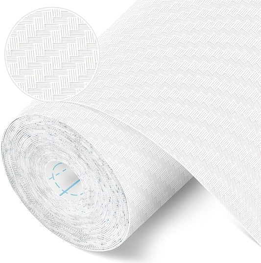 Self-Adhesive Shelf Liner Kitchen Liner, Waterproof Backed Paper Easy Peel and Stick Contact Liner Without Residue for Decor Your Desk Surface, Kitchen Countertops (White, 11.8 x 59 inches)
