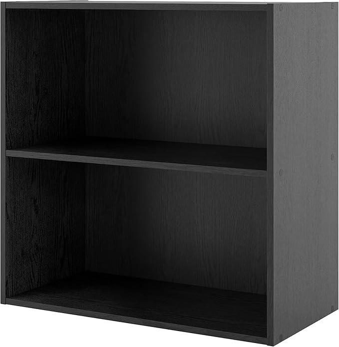 Homes: Inside + Out Apexa 2-Tier Cube Storage Organizer Shelves, Stackable Wood Bookcase Fits Cubby Bins for Organization, Dorm Teen Room Decor & Home Office, Black