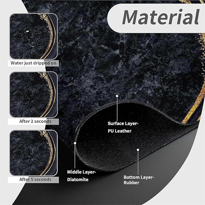 Kitchen Sink Splash Guard，Abstract black gold marble Faucet Mat Sink Gadgets-Super Absorbent Fast Drying Mat Drip Catcher for Kitchen, Bathroom,Sink Mat, Dish Drying Mat, Bathroom(15" X 5.5" )