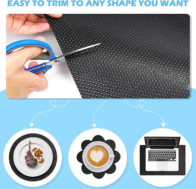 MooiFun Drawer Liners, Waterproof Shelf Liner, Anti-Slip Non-Adhesive BPA Free Kitchen Cupboard Cabinet Liner Refridge Fridge Mats Sink Protector Strong Durable for Home (Black/19.7in x 20Ft)