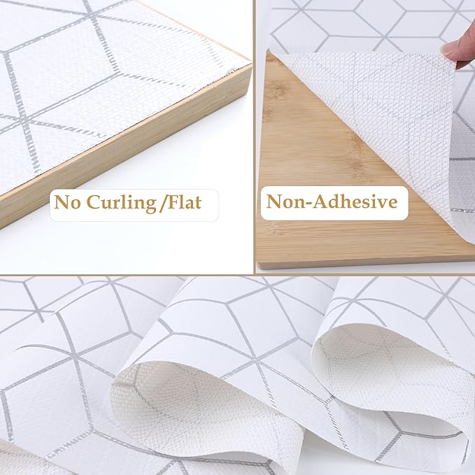 Cabinets Drawer Liner Non Slip 12 Inch Wide X 20 Ft Kitchen Pantry Shelf Liner Non Adhesive Waterproof Refrigerator Liner for Bathroom Closet Strong Grip Cupboard Under Sink Mat White