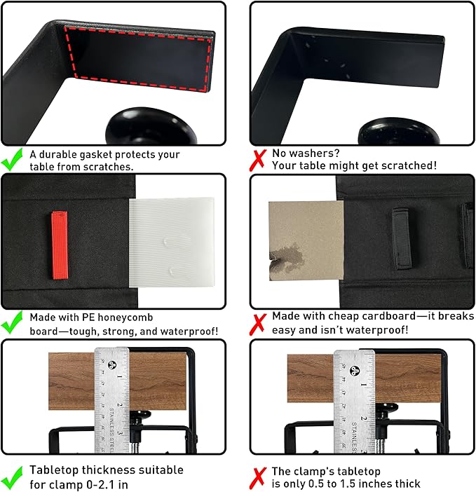 AHOMO [Upgraded] Under Desk Cable Management, 48" Cord Organizer, with Silicone Pads (No Scratch!), 16 Cable Ties, Washable PE Honeycomb Base,Fits Any Desk 0-2.1", No Stinky Cardboard!Black 48"L x 6"W