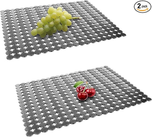 Qulable 2Pack Kitchen Sink Mat for Stainless Steel/Ceramic Sinks, PVC Eco-friendly Protectors for Bottom of Kitchen Sink, Adjustable, Fast Draining, Dots Design, 11.8x15.7 (Black Translucent)