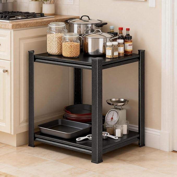 Kitchen Storage Shelves, Heavy Duty 5-Tier Kitchen Shelving, Metal Storage Unit with Adjustable Shelves, Free Standing Pantry Organization Shelf (15.7" W × 9.8" D × 22" H)