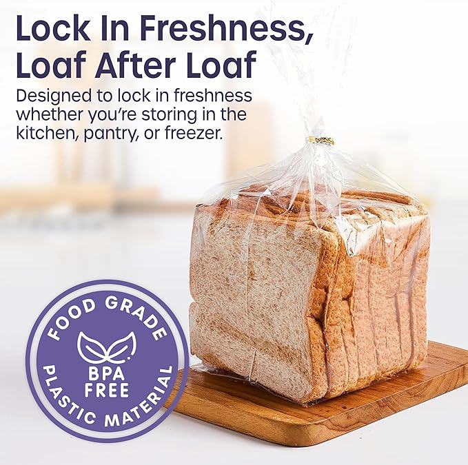Reusable Plastic Bread Bags - 300 Pack Clear Loaf Bags for Homemade Bread - Perfect for Baked Goods Storage