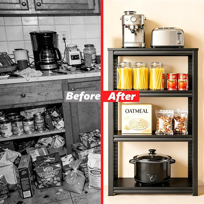 Kitchen Storage Shelves Heavy Duty Metal Shelving, 4 Tier Bakers Rack With Pantry Shelf, 2400 Lbs Industrial Shelving Stand, Kitchen Storage Organization Free Standing Shelves, 39.4"W×17.7"D×54.3"H