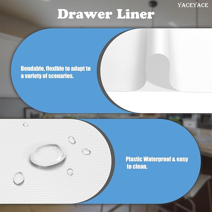 YACEYACE Cabinet Liner for Kitchen, Clear 12” x 20 FT Shelf Cabinet Liner, Waterproof, Non-Slip, Non Adhesive, Shelf Liners for Drawer, Refrigerator