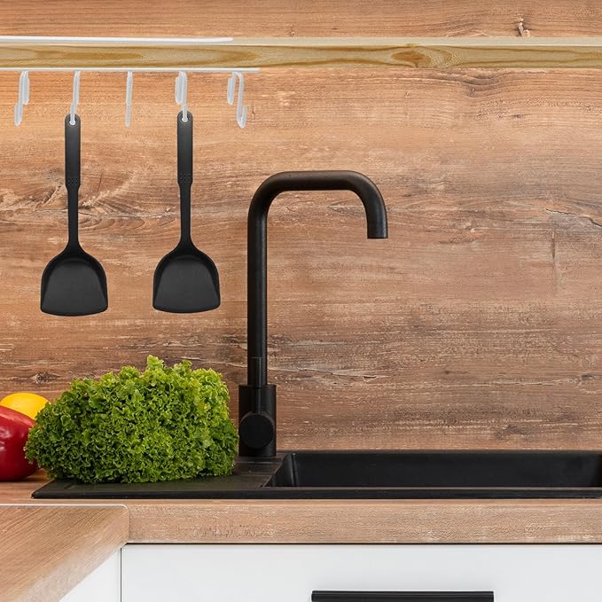 SAFIGLE Under Cabinet Mug Hooks Rack White Iron Kitchen Utensil Holder Rack Space-Saving Cup Drainer Organizer for Household Kitchen Storage