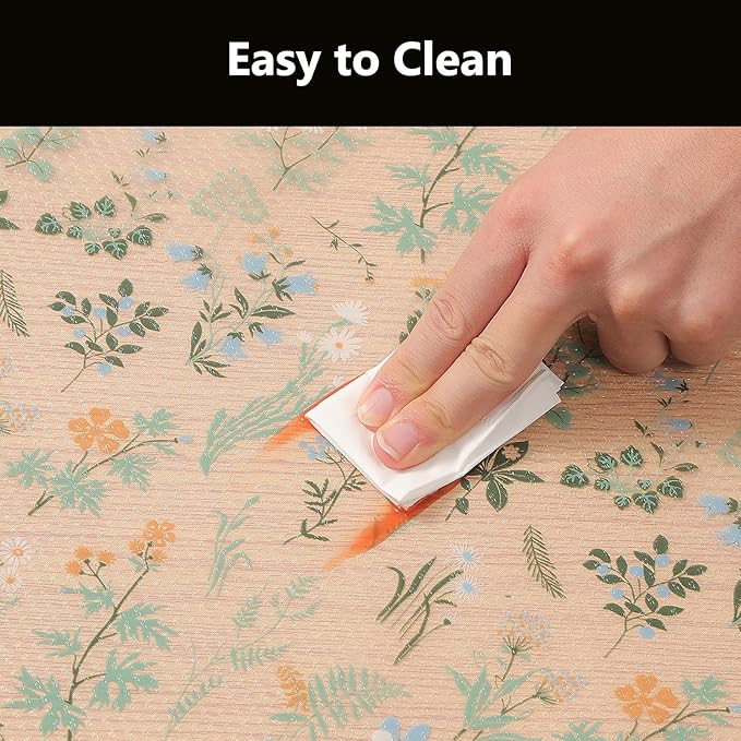 INNOLITES Shelf Liners for Kitchen Cabinets – Drawer Liner Waterproof & Oil-Proof, Non-Adhesive EVA with Floral Pattern – Durable Washable, Easy to Cut (Sage Green, 17.7" x 78.7")