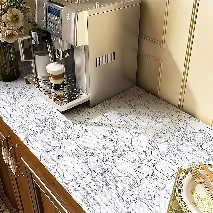 Amiitay Animal Shelf and Drawer Liner for Cabinets, 12IN x 20FT Non-Adhesive and Strong Non-Slip Dog Shelf Cabinet Drawer Liners for Kitchen, Waterproof Cupboard Liners,Easy to Clean