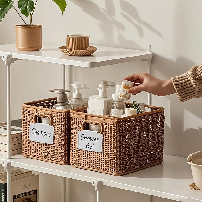 trohestar Metal Pantry Baskets Labels Clip On for Storage Bins | Edge Fold-Cream (Edge Fold-White, 8 Metal Label Clip)