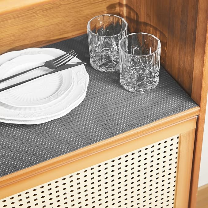 ALIUNI 100% EVA Shelf Liner for Kitchen Cabinet, 18" x 360" Drawer Liners Non Adhesive Non Slip Waterproof Plastic Paper, Dresser Pantry Bathroom Refrigerator Protector, Grey