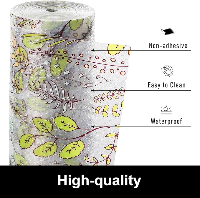 Cooyes Shelf Liner, Non-Adhesive Waterproof Drawer Liner, Durable Easy-to-Cut EVA Shelf Paper for Kitchen Cabinets, Refrigerator, Cupboard, and Dresser（23.6" W x 360" L）