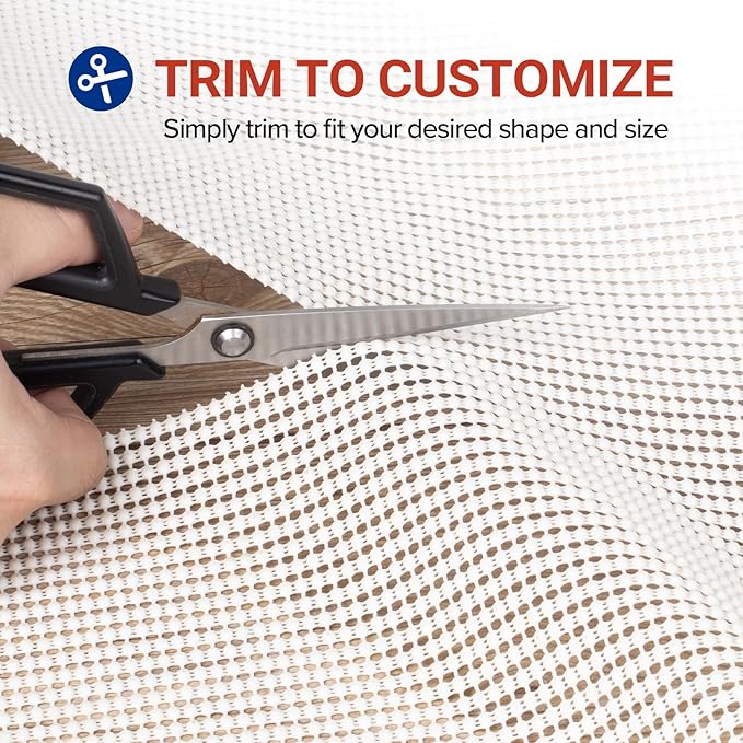 Jorvila Non-Slip Rug Pad Gripper 8x11 Feet, Anti Skid Mat for Under Area Rugs, Keeps Rugs in Position and Safe, Thick Cushioned Carpet Pad for Hardwood Floors Protection