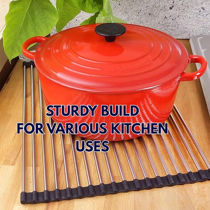 Nantucket Sinks RUM1613 Roll Up Dish Drying Rack – Over The Sink Foldable, Stainless Steel Kitchen Workstation Accessories for SR-PS-3018-16, ZR-PS-3018-16 and The SR-PS2-2818-16 Sinks