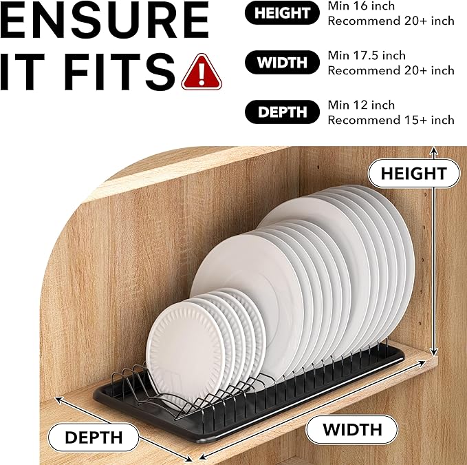 Simple Houseware Plate Drying Rack with Drainboard, Black