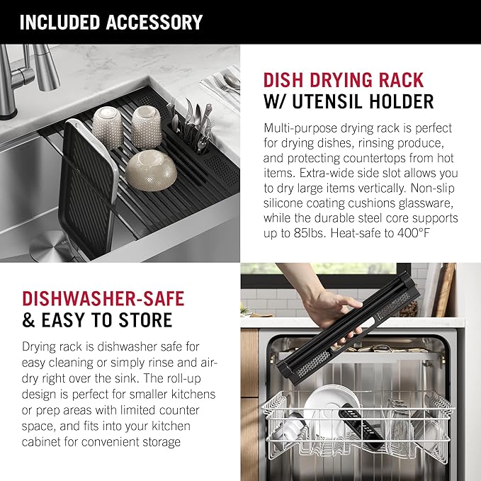 DELTA FAUCET Rivet 30-inch Workstation Farmhouse Apron Front Kitchen Sink Undermount 16 Gauge Stainless Steel Single Bowl with WorkFlow Ledge and Kit of 5 Accessories, 95C9031-30S-SS