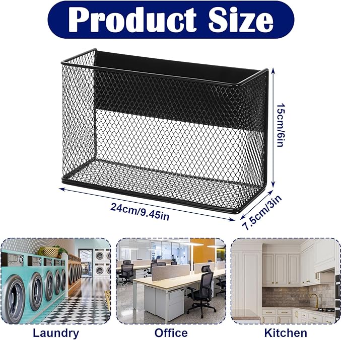 Caeuiciw Magnetic Baskets Shelf Bins Organizer Holder Storage Rack Containers for Fridge, Whiteboard, Locker - Home Kitchen Laundry Office School