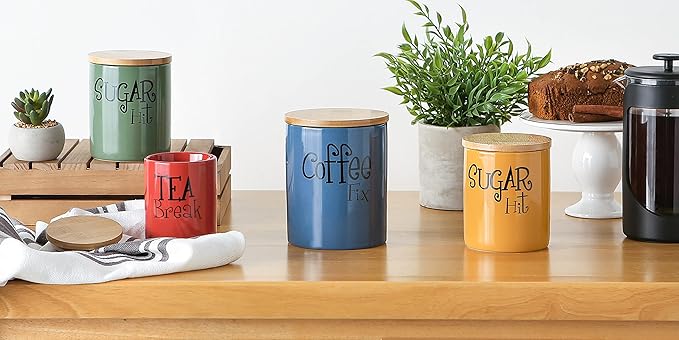 DII Kitchen Accessories Retro Collection, Ceramics, Canister Set, Artichoke, 3 Piece