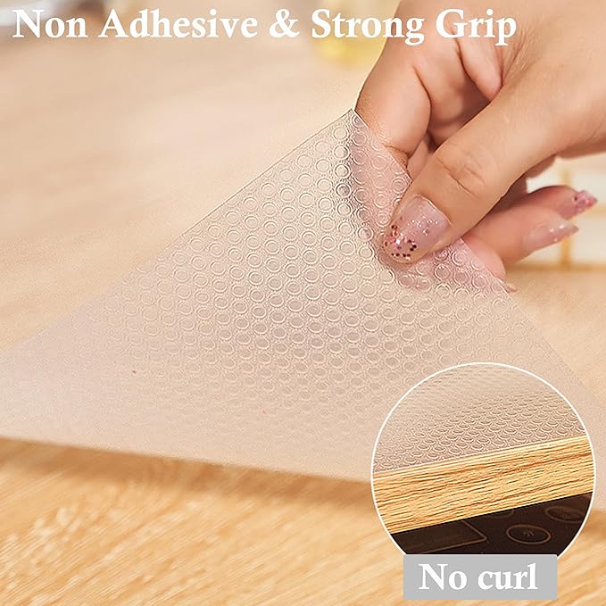 Shelf Liner for Kitchen Cabinets 24 Inch Wide X 20 Ft Non Adhesive Cabinet Drawer Liners Non Slip Waterproof Strong Grip Clear Closet Pantry Shelf Liner Cupboard Refrigerator Bathroom Drawer Mat