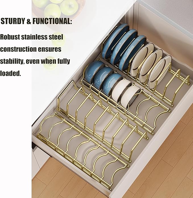 Small Bowl Drainer,Stainless Steel Bowl Drying Rack for Kitchen Counter Organizer Storage, Storage Shelf, Chrome (1 Dish Rack and 1 Bowl Rack(Gold))