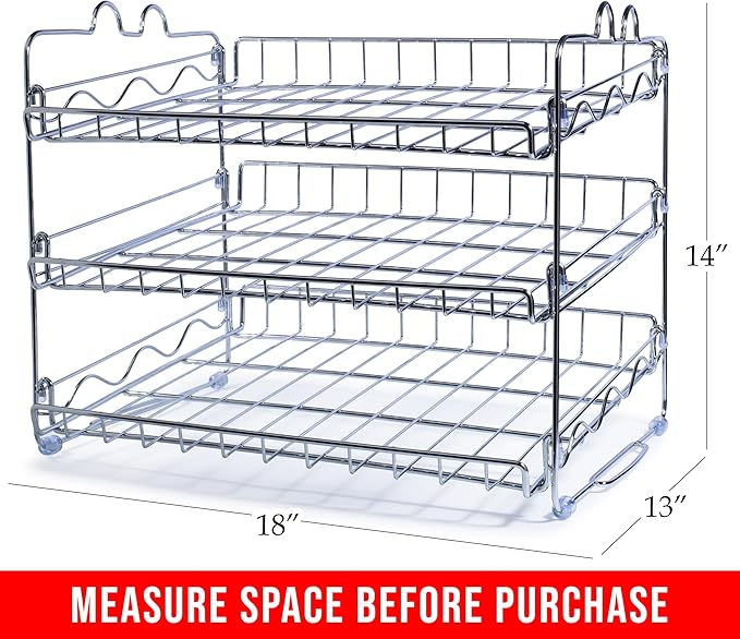 Che'mar Can Organizer for Pantry - Stackable Can Rack for 36 Cans, Canned Food Storage, Pantry Shelf, Kitchen Cabinet or Countertop. (Chrome) | for Pantry, Canned Food Storage, Pantry Shelf, Kitchen Cabinet, Countertop