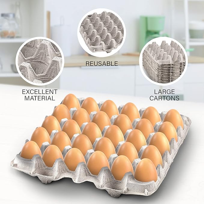 MT Products Egg Crates/Cartons Bulk Holds 30 Eggs - Pulp Fiber Material for Chicken Farm - Case of 140
