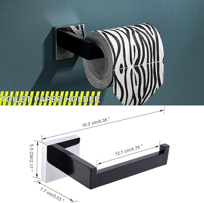 Bathroom Towel Bar Holder Sets Black and Polished 4-Piece Bathroom Hardware Set Stainless Steel Bath Accessories Kit. Wall Mounted,23.6 Inch
