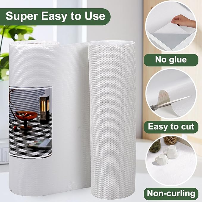 Shelf and Drawer Liners for Kitchen Cabinets Non-Adhesive Cabinet Liner Non-Slip, Waterproof Shelf Paper Thickened Mats, Protection for Shelves, Cupboard, Pantry, Bathroom Drawers, Dresser 18In x 30FT