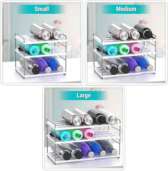 YAN & HIN Expandable Water Bottle Organizer for Cabinet, Tumbler Organizer, Water Bottle Holder for Kitchen Organization, Pantry Organizers, Refrigerator Organizers and Storage