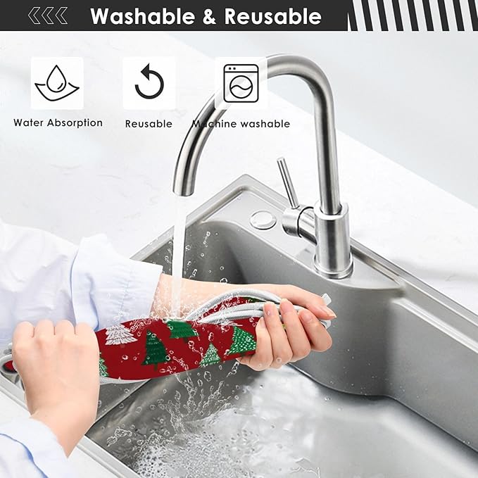 2 PCS Kitchen Sink Splash Guard 23.6 Inch Faucet Mat for Kitchen Sink Bathroom Sink Faucet Absorbing Drip Drain Mat Pad Microfiber Soft Washable Christmas Winter Trees
