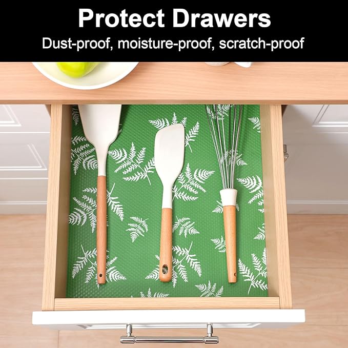 CooyesFridge Liners Shelf Liner for Kitchen Cabinets Refrigerator Liners Waterproof & Oil-Proof Kitchen Cupboard Liner Non Adhesive Drawer Mats EVA Material for Shelves（11.8" W x 360" L）