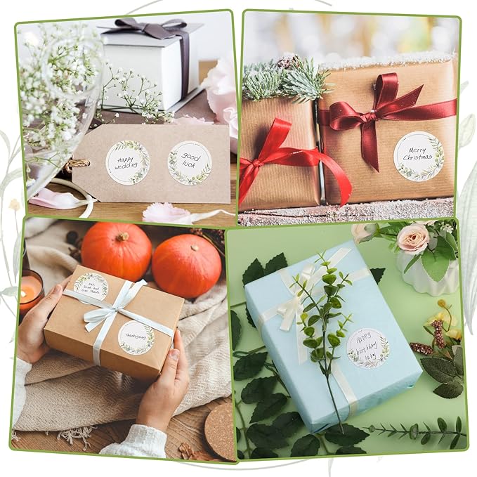 600 Pcs 2" Canning Labels for Jar Christmas Gift Tag Stickers, Wreath Designs Round for Jars Lids Spice Bottle Labels with 3 Pattern Designs