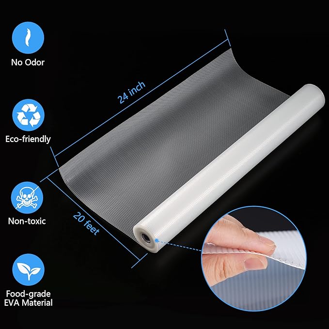 ForeSky Shelf Liner, Non-Adhesive Drawer Liner, Food-Grade Material for Kitchen Cabinets, Fridge, Pantry - Non-Slip Cupboard and Bathroom Shelves Liner