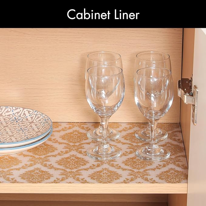 Cooyes Shelf Liner for Kitchen Cabinets – Non-Adhesive Waterproof Drawer Liner – Durable EVA Material Easy-to-Cut Shelf Paper for Refrigerator, Cupboard, Dresser with Modern Pattern